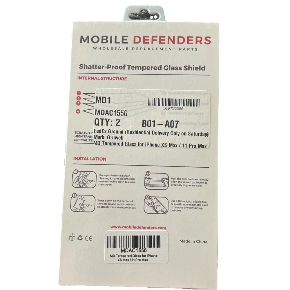 Tempered Glass Screen Protector iPhone 11 Pro Max/ XS Max